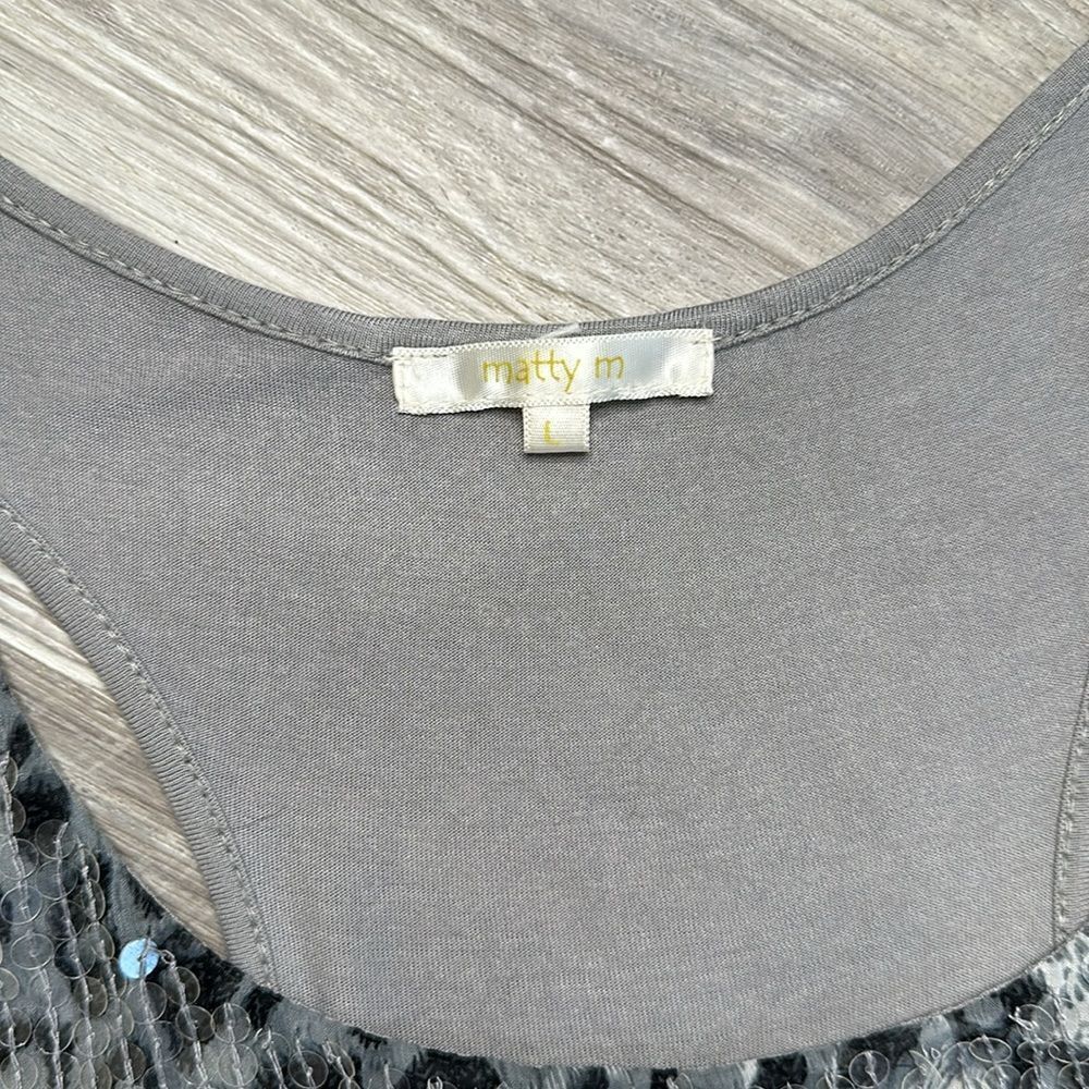 Matty M silver sequence, scoop neck tank top |size large | WA-1589 - Picture 2 of 8